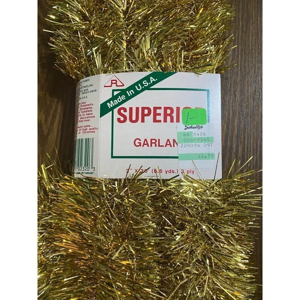 VINTAGE Rauch Industries Inc superior gold colored Christmas tinsel garland